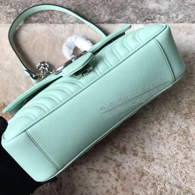 Gucci女包 古馳新款牛皮斜挎小號包 馬卡龍系列 446744薄荷綠  gdj1219